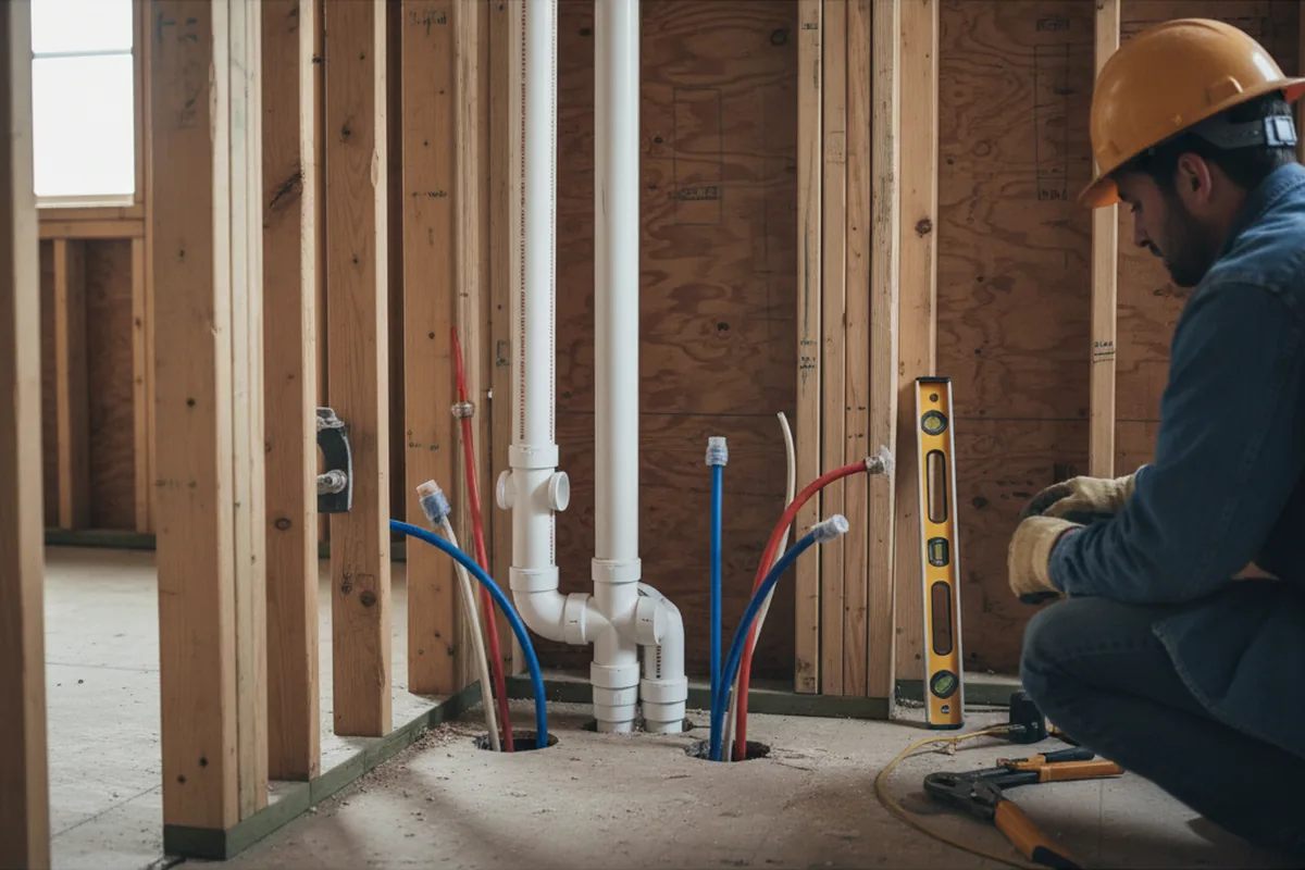 Drain and supply rough-in during Leak Detection in Wexford