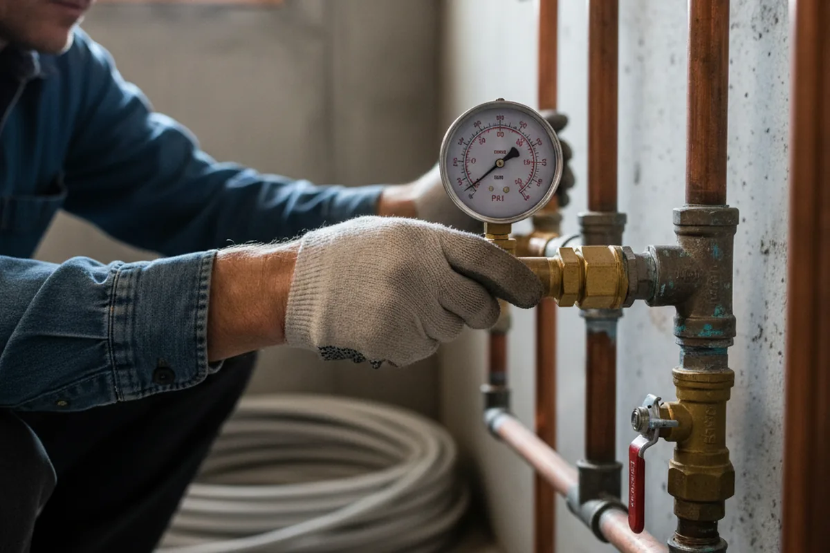 Pressure testing a repaired line during Water Line Repair in Wexford